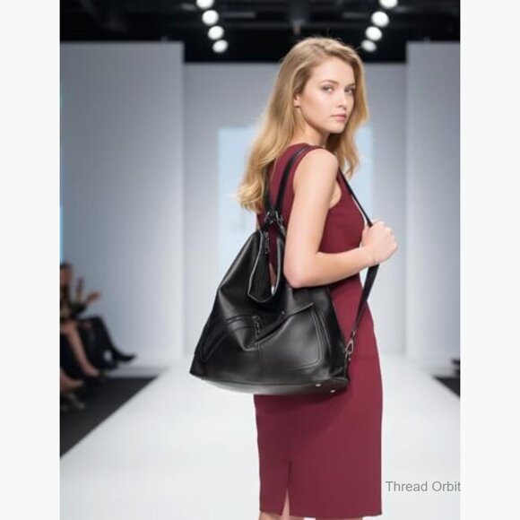 Large Vegan Leather Backpack Tote with 10 Pockets Fits 15 Laptop main image 7